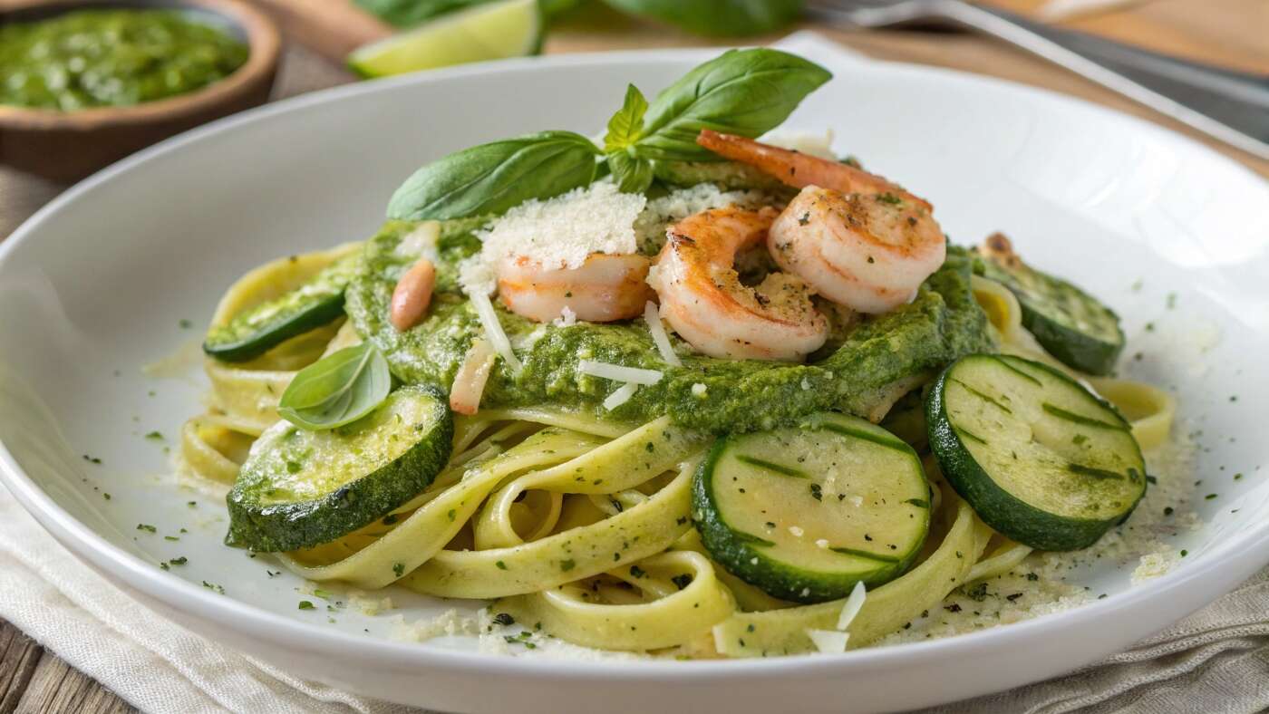 Pesto Langostino Zucchini And Pasta