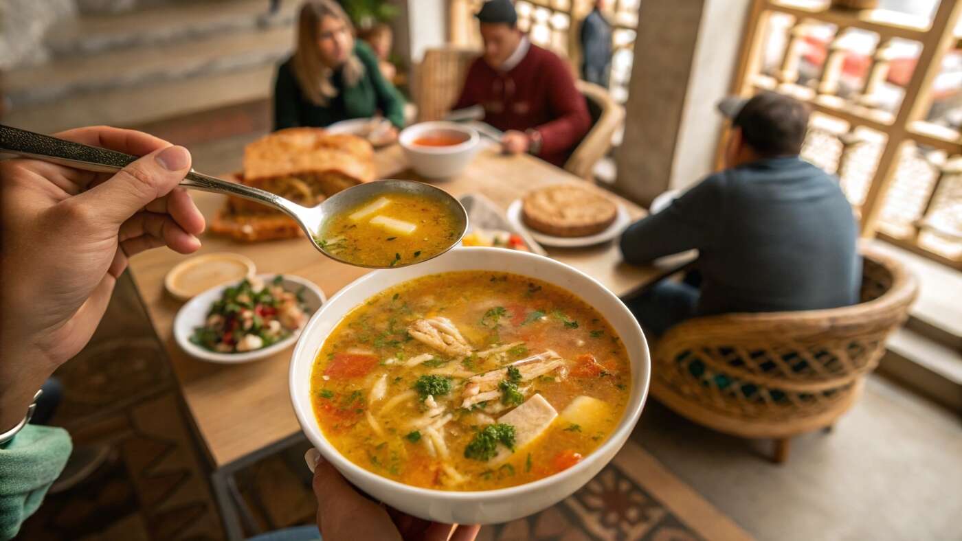 The Delicious Caldo De Pollo Is In The Middle