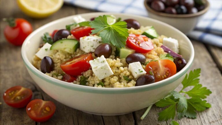 Colorful Mediterranean Quinoa Salad With Feta, Olives, And Veggies