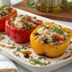 Roasted Stuffed Bell Peppers Colorful Roasted Stuffed Bell Peppers Filled With Rice, Olives, And Herbs
