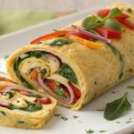 Veggie Omelette Roll Veggie Omelette Roll With Spinach, Peppers, Onions, And Herbs